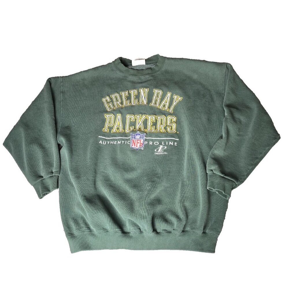 Vintage 90s Green Bay Packers Logo Athletic Sweatshirt L NFL Pro Line‎ Green